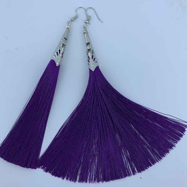 Purple Silk Tassel Earrings - Etsy